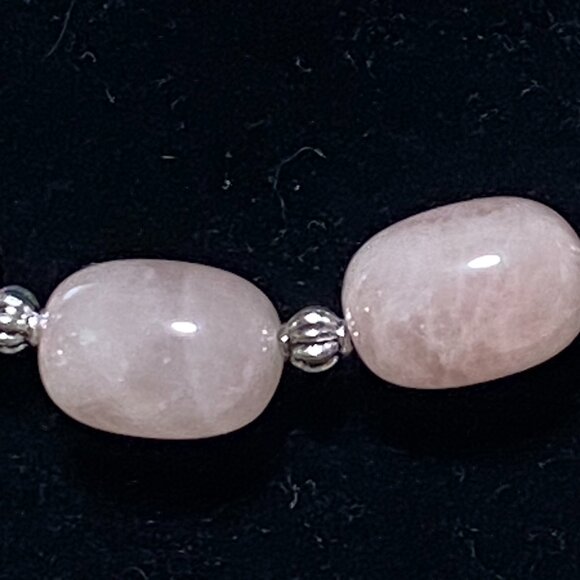 Beaded Rose Quartz Necklace, Pink Genuine Large Gemstone Choker - Picture 3 of 12